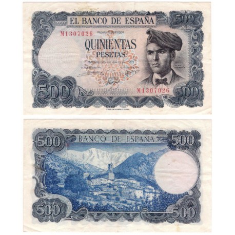 Estado Español. 1971. 500 Pesetas (MBC+) Serie M. Manchas