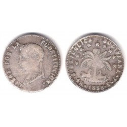 (123.2) República Boliviana. 1858. 4 Soles (MBC+/MBC) (Plata) Ceca de Potosí FJ