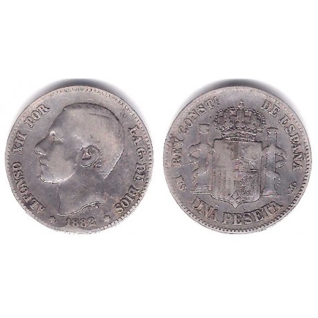 Alfonso XII. 1882*(-----). 1 Peseta (BC) (Plata) Ceca de Madrdi MS-M