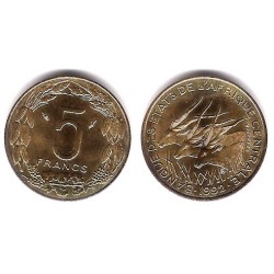(7) Estados África Central. 1992. 5 Francs (SC)