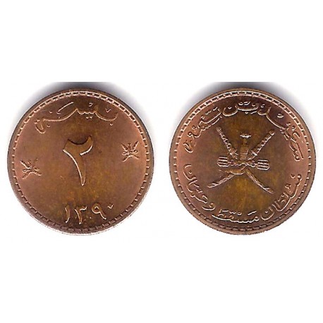 (36) Muscat & Omán. 1390AH. 2 Baisa (SC)