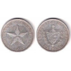 (15.2) Cuba. 1915. 1 Peso (MBC) (Plata)