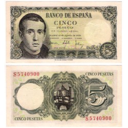 Estado Español. 1951. 5 Pesetas (EBC/EBC+) Serie S
