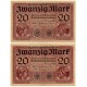 (57) Imperio Alemán. 1918. 20 Mark (EBC+) Pareja Correlativa