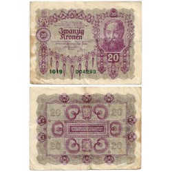 (76) Austria-Hungría. 1922. 20 Kronen (MBC-) Manchas