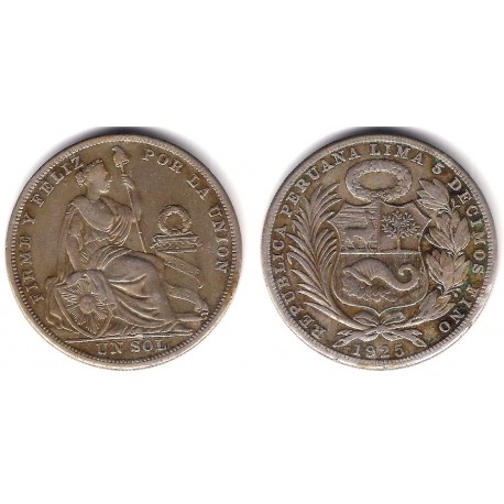 (218.1) Perú. 1925. 1 Sol (MBC+) (Plata)