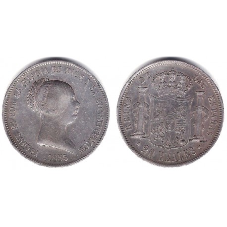 Isabel II. 1855. 20 Reales (MBC) (Plata) Ceca de Madrid