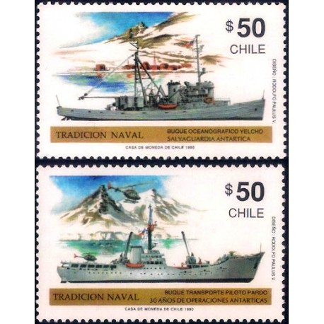 Chile. 1990. Serie de 2 Valores (Nuevo) Navíos