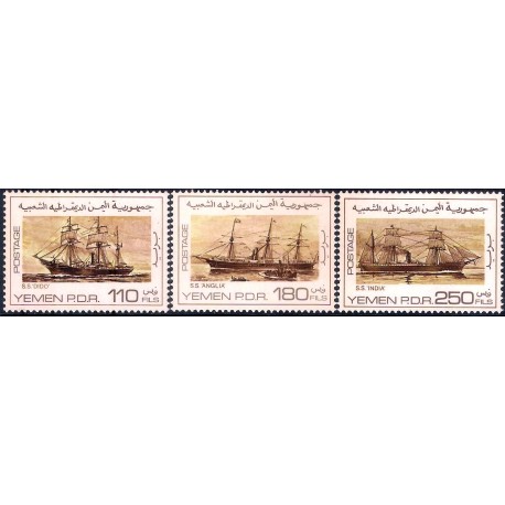Yemen del Sur. 1967-1990. Serie de 3 Valores (Nuevo) Barcos y Veleros