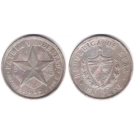 (15.2) Cuba. 1932. 1 Peso (MBC+) (Plata)
