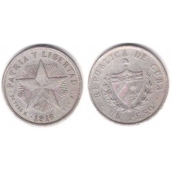 (15.2) Cuba. 1916. 1 Peso (MBC) (Plata)