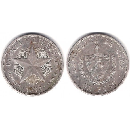 (15.2) Cuba. 1933. 1 Peso (MBC) (Plata)