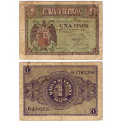 Estado Español. 1938. 1 Peseta (BC/BC-) Serie D. FEBRERO