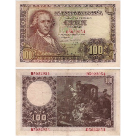Estado Español. 1948. 100 Pesetas (MBC) Serie D