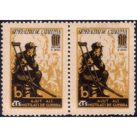 Generalitat de Cataluña. Consellería de Treball. Ajut als Mutilats de Guerra. 10 Céntimos (Nuevo) Bloque de 2