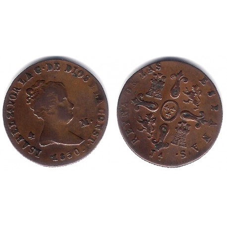 Isabel II. 1850. 4 Maravedi (MBC+) Ceca de Jubia