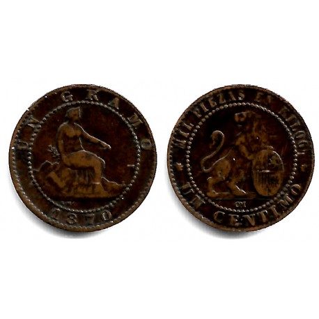Gobierno Provisional. 1870. 1 Céntimo (EBC-) Ceca de Barcelona OM
