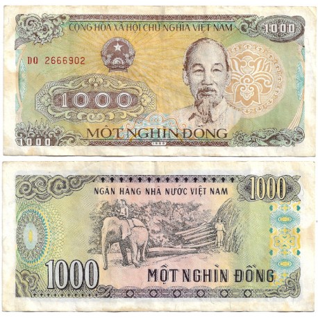 (106a) Vietnam. 1988. 1000 Dong (MBC-) Manchas
