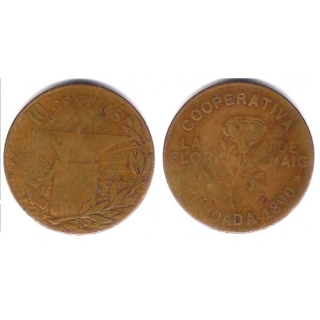 Cooperativa La Flor de Maig. 10 Céntimos (BC/BC-)
