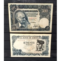España. 1951/1971. Lote de 2 Billetes de 500 Pesetas (BC/BC+)