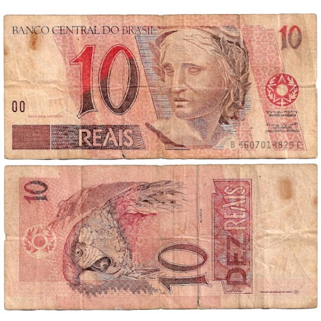 (245Ae) Brasil. 1997-2012. 10 Reais (BC) Leves roturas en márgenes