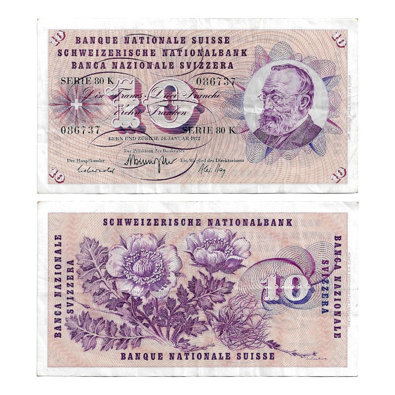 (45m) Suiza. 1972. 10 Francs (MBC+) - Numismática Rovira