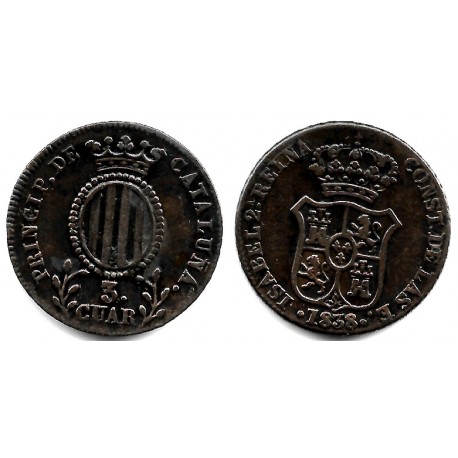 Isabel II. 1838. 3 Cuartos (MBC+) Ceca de Cataluña