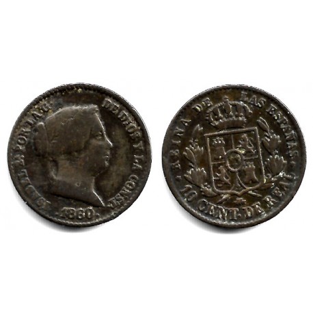 Isabel II. 1860. 10 Céntimos de Real (BC+) Ceca de Sevilla