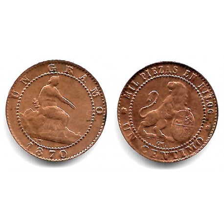 Gobierno Provisional. 1870. 1 Céntimo (EBC-) Ceca de Barcelona OM