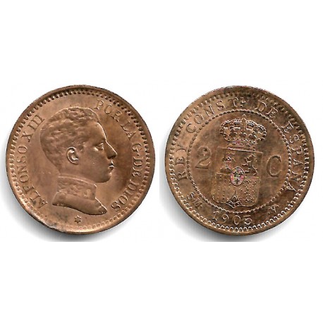 Alfonso XIII. 1905*(05). 2 Céntimos (MBC) Ceca de Madrid SM-V