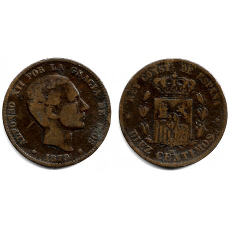 Alfonso XII. 1879. 10 Céntimos (BC) Ceca de Barcelona OM