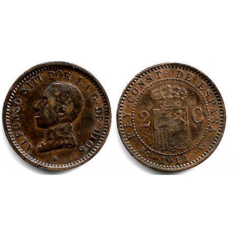 Alfonso XIII. 1912*(12). 2 Céntimos (MBC) Ceca de Madrid PC-V