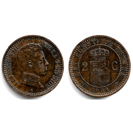 Alfonso XIII. 1904*(04). 2 Céntimos (MBC) Ceca de Madrid SM-V