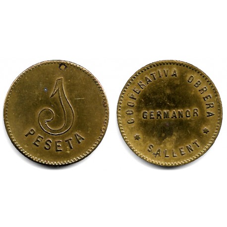 Cooperativa Obrera Germano. Sallent. 1 Peseta (MBC-)