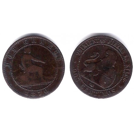 Gobierno Provisional. 1870. 2 Céntimos (BC) Ceca de Barcelona OM