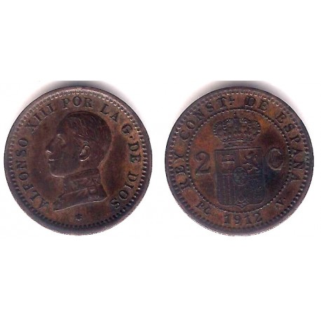 Alfonso XIII. 1912*(12). 2 Céntimos (MBC+) Ceca de Madrid PV-C