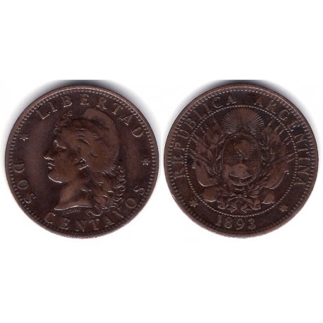 (33) Argentina. 1893. 2 Centavos (MBC)