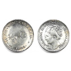 (43) Curasao. 1944D. 1/10 Gulden (EBC+) (Plata)
