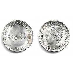 (43) Curasao. 1944D. 1/10 Gulden (EBC+) (Plata)