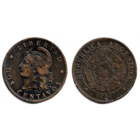 (33) Argentina. 1891. 2 Centavos (MBC)