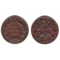 (446.2) India Británica. 1835. Quarter Anna (MBC) Bombay 25,2mm