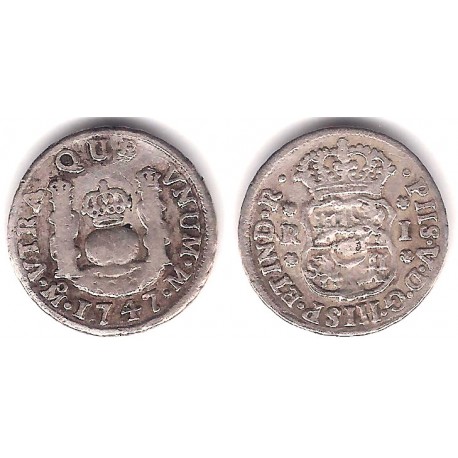Felipe V. 1747. 1 Real (BC/BC+) (Plata) Ceca de Mejico