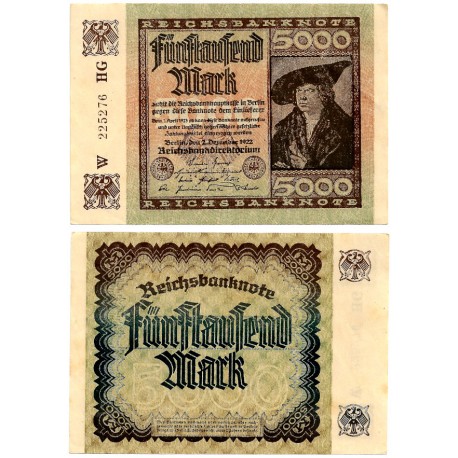 (81a) Imperio Alemán (Weimar). 1922. 5000 Mark (EBC)
