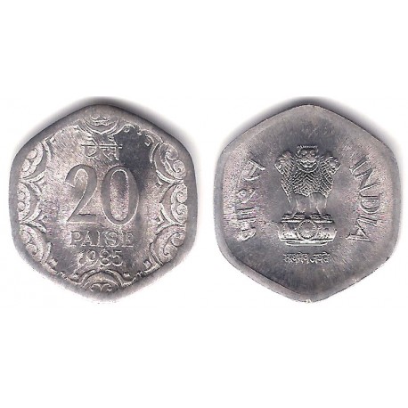 (44) India. 1985. 20 Paise (EBC)