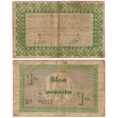 Codines del Vallès. 1937. 1 Peseta (BC+)