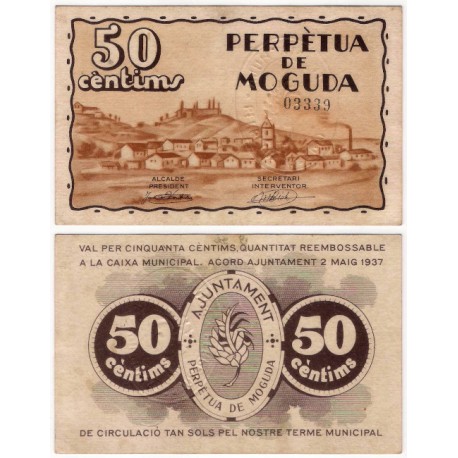 Perpètua de Moguda. 1937. 50 Céntimos (EBC/EBC-)