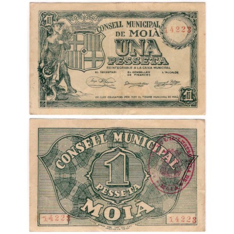 Moià. 1937. 1 Peseta (MBC/MBC+)