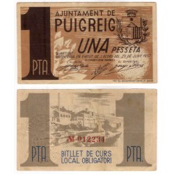 Puigreig. 1937. 1 Peseta (EBC)