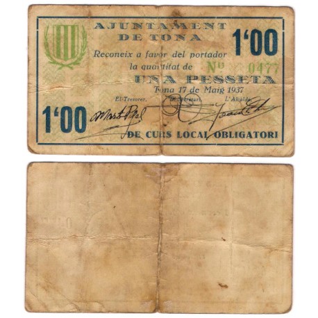 Tona. 1937. 1 Peseta (BC)