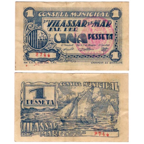 Vilassar de Mar. 1937. 1 Peseta (MBC)